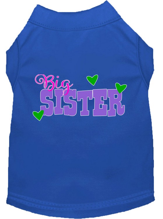 Big Sister Screen Print Dog Shirt Blue XS